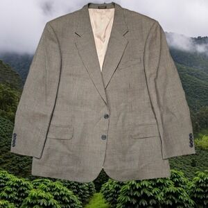 Oscar de la Renta Wool Tweed Houndstooth Blazer Men's 48R Luxury‎ Y2K